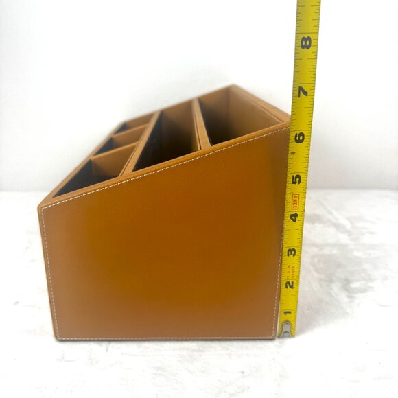 Levenger Morgan Full Grain Tan Smooth Leather Desk Top Organizer Caddy Office - Picture 6 of 15